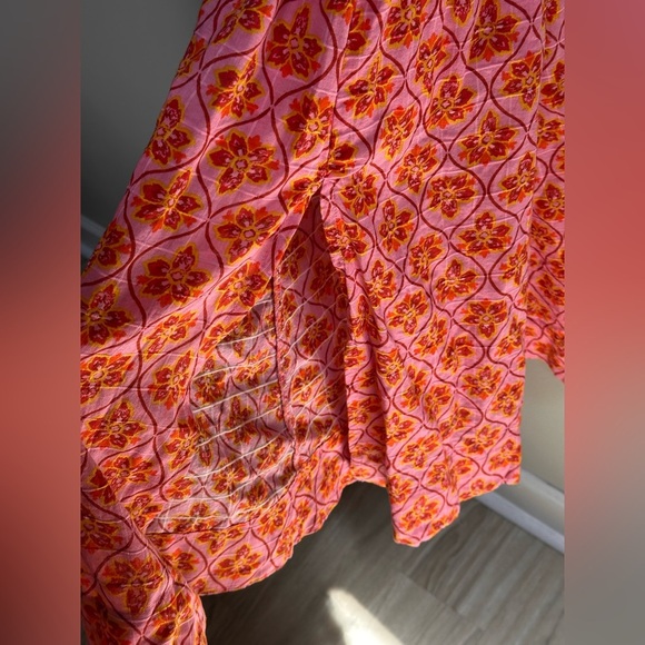 NEW Free People Oasis Printed Smocked Ethereal Midi Dress Pink/Rose Women’s XS - Picture 16 of 16